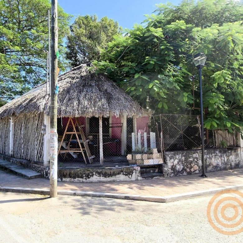 Palapa y acceso del local comercial en la esquina
