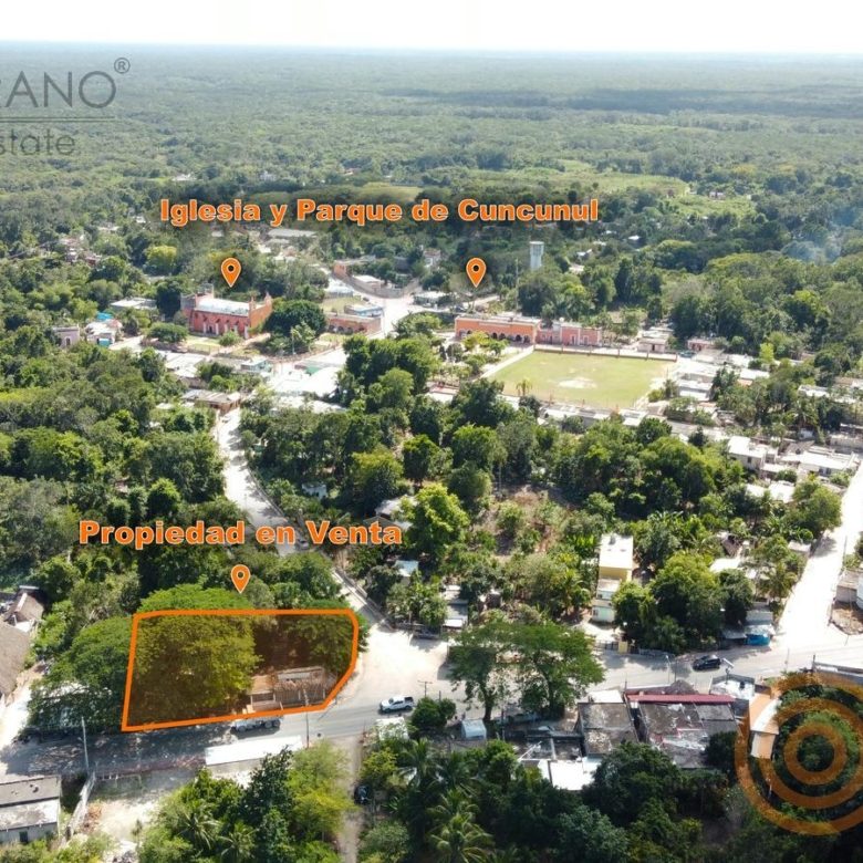 Vista aérea de la ubicación de la propiedad en el pueblo de Cuncunul