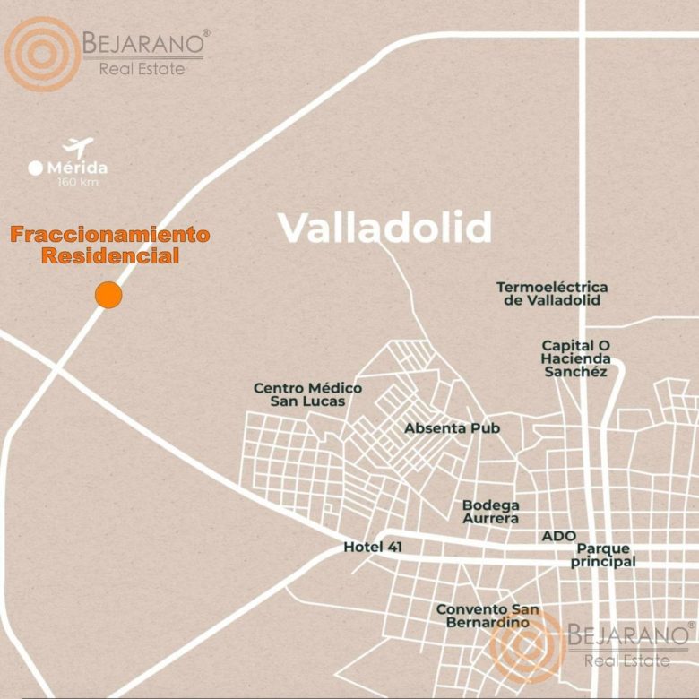 Mapa de ubicación del fraccionamiento sobre el Periférico de Valladolid