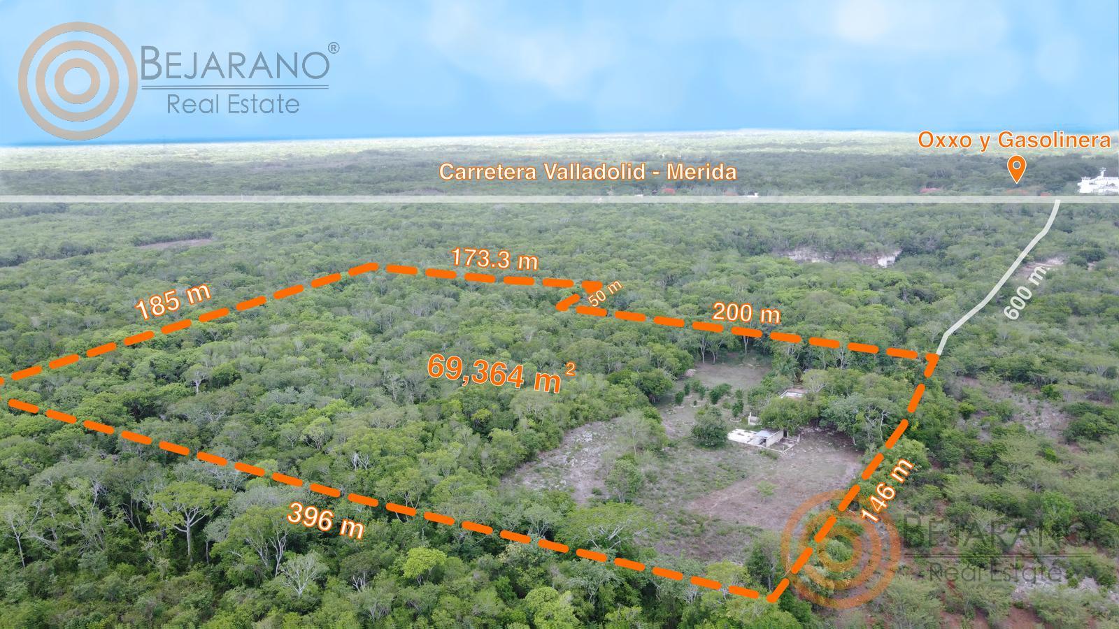 bre-rv-ebtun-18 Vista aérea con medidas del terreno de 6.9 ha junto a la carretera Valladolid–Mérida