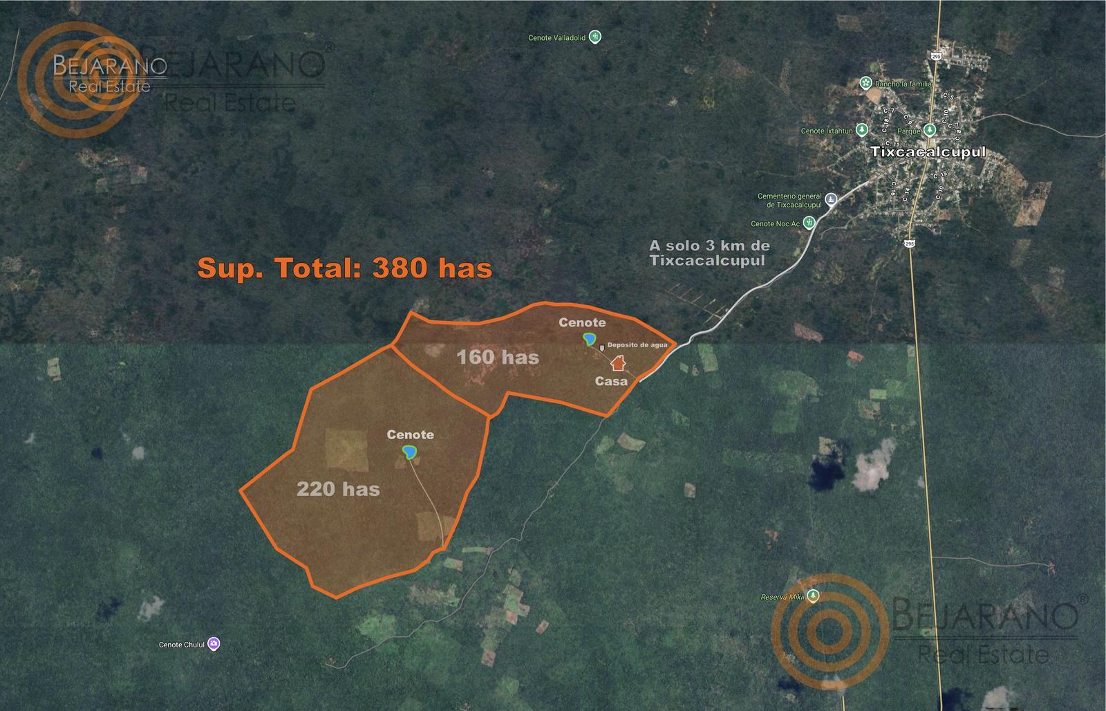 bre-rv-tixcalcupul-380-07 Mapa satelital de los dos predios: 380 ha en total, Kanum de 160 ha y Susula de 220 ha