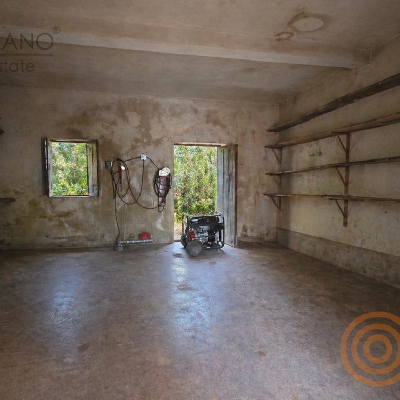 Interior de la bodega con repisas de madera