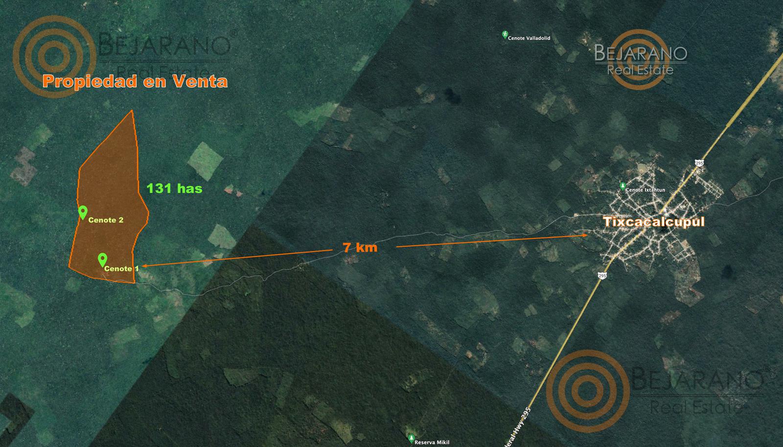 bre-tix-001-28 Plano satelital con las 131 ha del rancho y su ubicación
