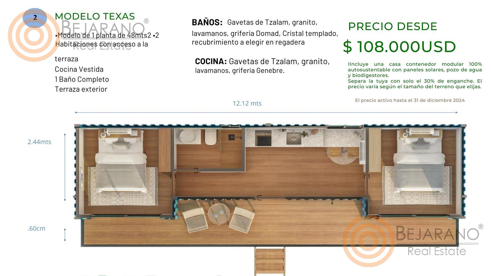 bre-tv-ecoproyect-14 Plano del modelo Texas con dos recámaras